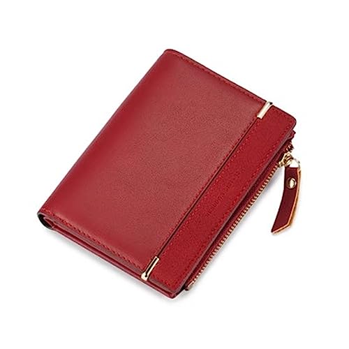 Damen Geldbörse Damen-Geldbörse mit kurzem Reißverschluss, Bifold Geldbörse Damen Klein (Farbe : rot, Size : 13x2.1x10cm) von ONDIAN