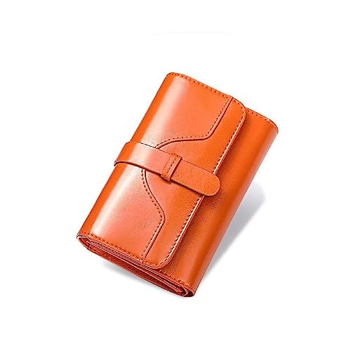 Damen Geldbörse Women's Foldable Simple Wallet Compact Short Wallet Geldbörse Damen Klein (Farbe : Orange, Size : 14x9cm) von ONDIAN