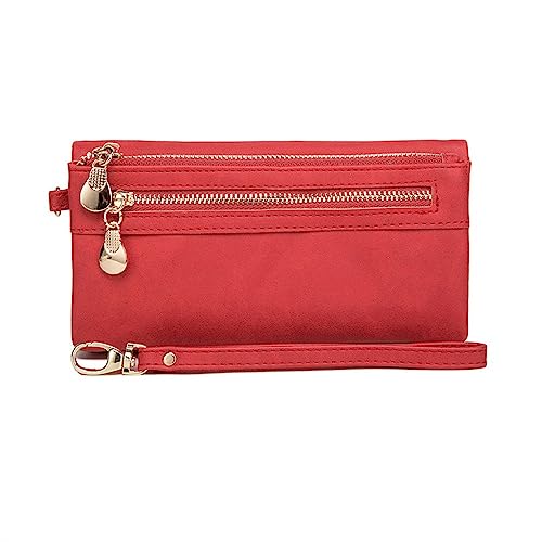 Geldbörse für Damen Damen Vintage Lange Geldbörse Damen Geldbörse Kleine Damengeldbörse (Farbe : rot, Size : 19x3x9.5cm) von ONDIAN