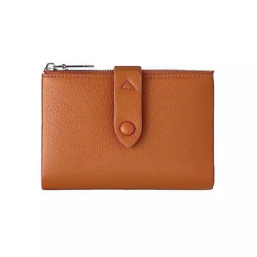 Geldbörse für Damen Einfache Damen-Geldbörse mit Zwei Fächern und kurzem Reißverschluss Kleine Damengeldbörse (Farbe : Braun, Size : 14x3x10cm) von ONDIAN