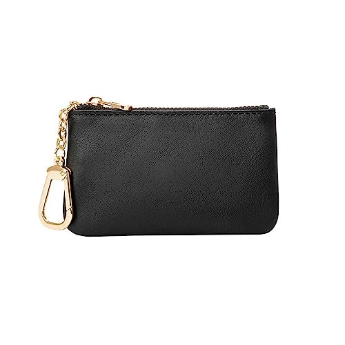 Geldbörse für Damen Einfache Damen-Schlüsselanhänger-Münztasche aus Leder mit Reißverschluss Kleine Damengeldbörse (Farbe : Black, Size : 11x1.5x7cm) von ONDIAN