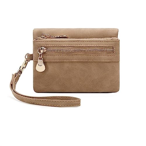 Geldbörse für Damen Einfache und kompakte Damen-Geldbörse. Kurze Geldbörse Kleine Damengeldbörse (Farbe : Beige, Size : 13x4x9cm) von ONDIAN