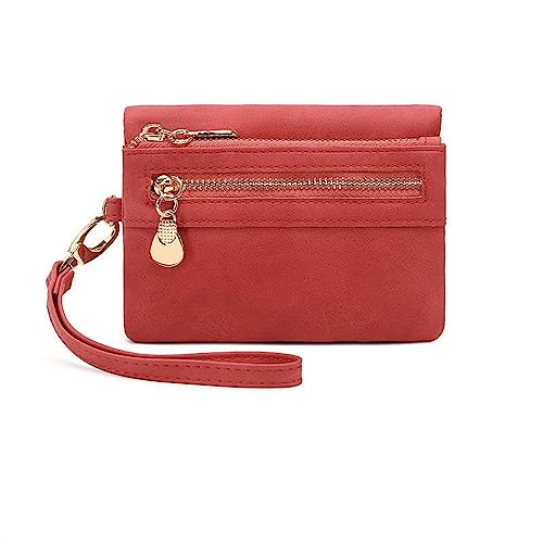 Geldbörse für Damen Einfache und kompakte Damen-Geldbörse. Kurze Geldbörse Kleine Damengeldbörse (Farbe : rot, Size : 13x4x9cm) von ONDIAN