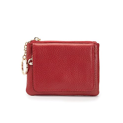 Geldbörse für Damen Kurzes Münzfach aus Leder for Damen, Mini-Geldbörse mit Reißverschluss Kleine Damengeldbörse (Farbe : rot, Size : 13x2x10cm) von ONDIAN