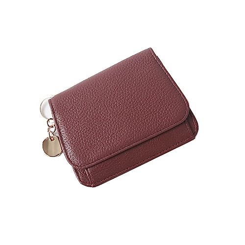 Geldbörse für Damen Leder-Geldbörse, Damen-Geldbörse aus Leder mit Reißverschluss Kleine Damengeldbörse (Farbe : rot, Size : 13x2.5x10cm) von ONDIAN