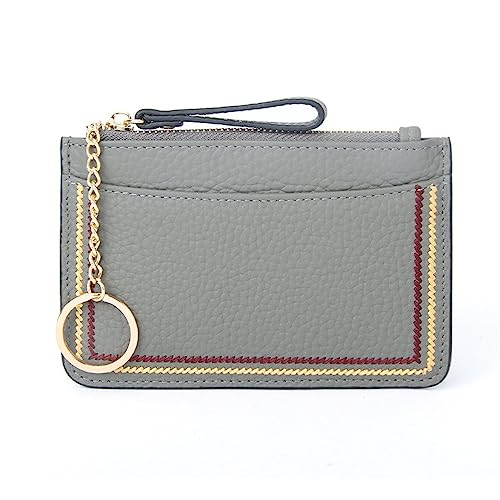 Geldbörse für Damen Leder-Geldbörse for Damen, Schlüsselanhänger-Geldbörse Kleine Damengeldbörse (Farbe : Gray, Size : 14x0.5x9.5cm) von ONDIAN