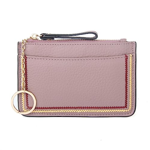 Geldbörse für Damen Leder-Geldbörse for Damen, Schlüsselanhänger-Geldbörse Kleine Damengeldbörse (Farbe : Lila, Size : 14x0.5x9.5cm) von ONDIAN