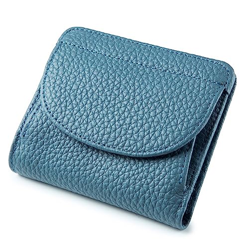 Geldbörse für Damen Mini-Geldbörse for Damen, Schlichtes Leder, kleine Geldklammer Kleine Damengeldbörse (Farbe : Blau, Size : 10.3x2x8.5CM) von ONDIAN