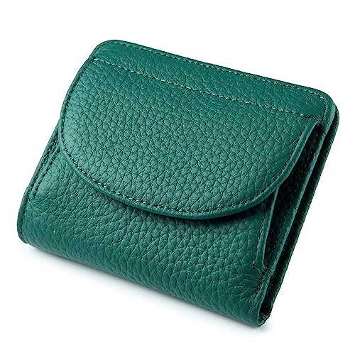 Geldbörse für Damen Mini-Geldbörse for Damen, Schlichtes Leder, kleine Geldklammer Kleine Damengeldbörse (Farbe : Grün, Size : 10.3x2x8.5CM) von ONDIAN