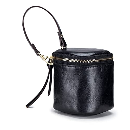 Geldbörse für Damen Mini-Handtasche, rot, Kopfhörer-Eimertasche, weiches Leder, kleines Design Kleine Damengeldbörse (Farbe : Black, Size : 8x8x8cm) von ONDIAN