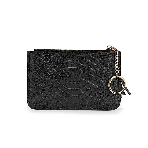 Geldbörse für Damen Mini-Schlüsseltasche mit Reißverschluss for Damen, Kurze Geldbörse aus Leder Kleine Damengeldbörse (Farbe : Black, Size : 15.5x1.5x10cm) von ONDIAN