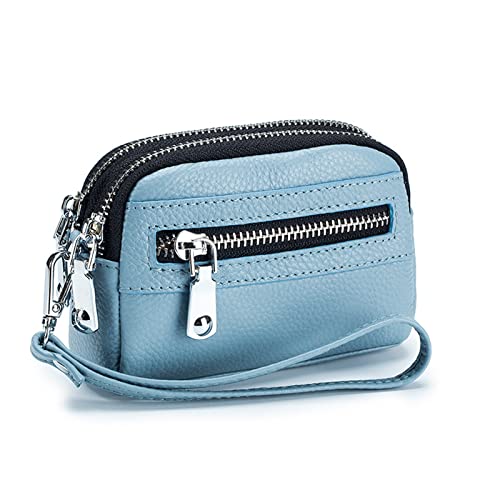 Geldbörse für Damen Mini-Tasche for Damen, doppelter Reißverschluss, multifunktionale Handtasche, Münztasche Kleine Damengeldbörse (Farbe : Denim Blue, Size : 14x4.5x9cm) von ONDIAN