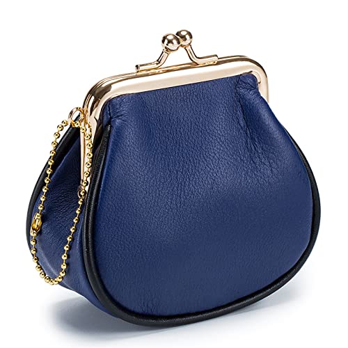 Geldbörse für Damen Vintage Kunst Damen Geldbörse Leder kreative handgemachte Geldbörse Shell Tasche Kleine Damengeldbörse (Farbe : Dark Blue, Size : 10x5x7.5cm) von ONDIAN