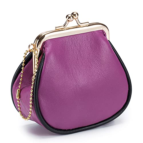 Geldbörse für Damen Vintage Kunst Damen Geldbörse Leder kreative handgemachte Geldbörse Shell Tasche Kleine Damengeldbörse (Farbe : Rose, Size : 10x5x7.5cm) von ONDIAN