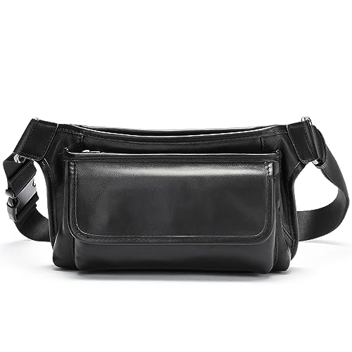 Gürteltasche Leder Herren Brusttaschen Leder Umhängetaschen Lässige Umhängetaschen Reisesport Wandern von ONDIAN