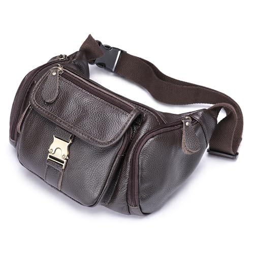 Gürteltasche Leder Herren-Kassierer-Gürteltasche, Brusttasche, Herren-Handytasche Reisesport Wandern (Farbe : Coffee, Size : 23.5x17.5x26cm) von ONDIAN