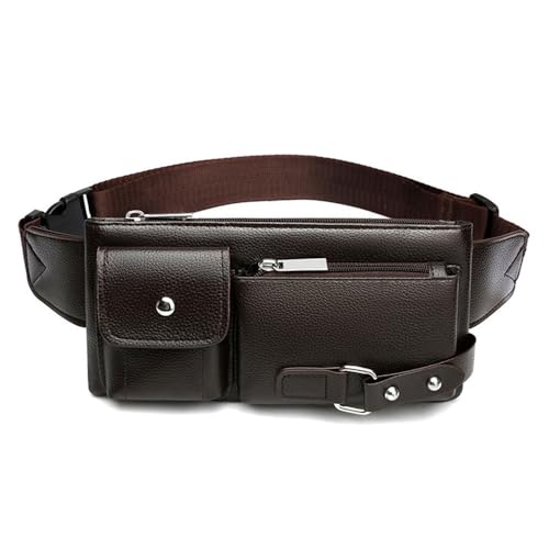Gürteltasche Leder Herren PU Leder Hüfttasche Outdoor Casual Hüfttasche Hüfttasche Reisesport Wandern (Farbe : Braun, Size : 24x4x12cm) von ONDIAN
