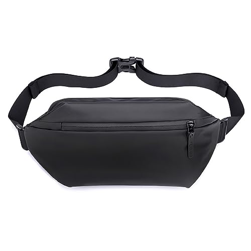 Gürteltasche Leder Lässige Gürteltasche for Herren, Einzelschulter-Umhängetasche Reisesport Wandern (Farbe : Black, Size : 38x15x7cm) von ONDIAN