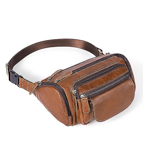 Gürteltasche Leder Retro Outdoor Gürteltasche Leder Herren Gürteltasche Umhängetasche Reisesport Wandern (Farbe : Braun, Size : 11x14cm) von ONDIAN