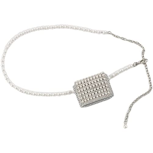 Gürteltasche für Damen Sparkling Diamond Pearl Nightclub Rock Kleine quadratische Tasche (Farbe : A, Size : Free Size) von ONDIAN