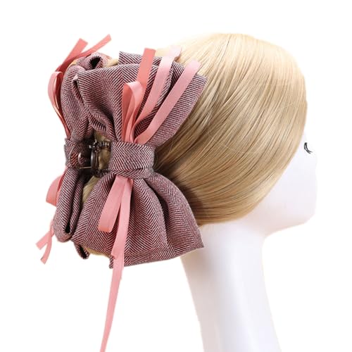 Haarklammern Mehrschichtige Schleife, Hai-Clip, Halteklammer, Kopfschmuck, Pferdeschwanz-Haarspangen für Frauen (Farbe : Rosa, Size : One Size) von ONDIAN