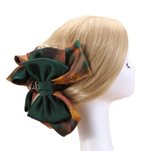 Haarklammern Retro Schleife Hai Clip weibliche Haarspange Pferdeschwanz Clip für Frauen (Farbe : Grün, Size : One Size) von ONDIAN