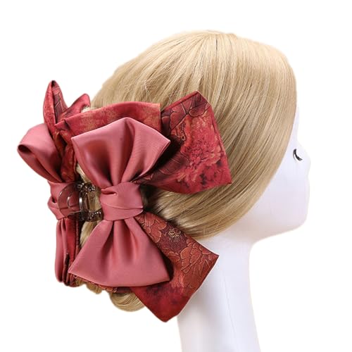 Haarklammern Temperament Schleife Hai Clip Haar Pferdeschwanz Clip für Frauen (Farbe : rot, Size : One Size) von ONDIAN