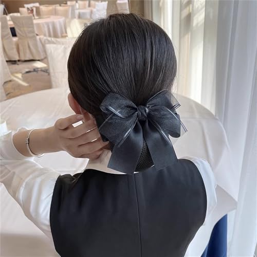 Haarnetz mit Schleife Damen Haarnetz Haarspangen Schleifenhaar für Frauen (Farbe : Black, Size : Style 2) von ONDIAN
