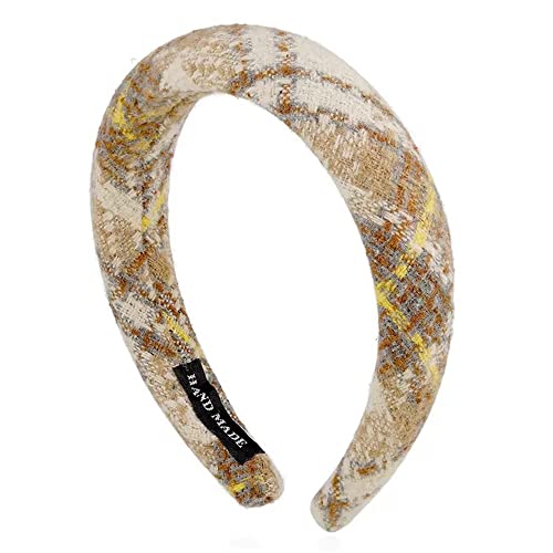 Haarreifen für Damen Vintage Haarband Schwamm Stirnband Haarspange Kopfschmuck Stirnbänder (Farbe : Beige, Size : 12.5x3.2cm) von ONDIAN