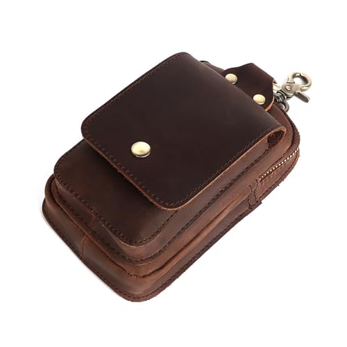 Herren Handy Gürteltasche Herren-Hüfttasche, Leder, Retro-Stil, lässige Taillen-Hängetasche für Camping (Farbe : Coffee, Size : 10.5x17x2.5cm) von ONDIAN