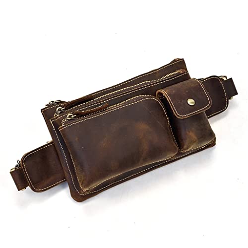 Herren-Hüfttasche, handgefertigt, Vintage-Leder, Brusttasche, Outdoor-Freizeit, Messenger-Tasche, Sport-Hüfttasche von ONDIAN