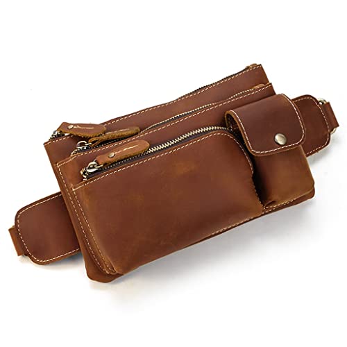 Herren-Hüfttasche, handgefertigt, Vintage-Leder, Brusttasche, Outdoor-Freizeit, Messenger-Tasche, Sport-Hüfttasche von ONDIAN