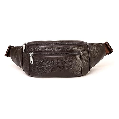 Hüfttasche Leder Hüfttasche Männer Fit Crossbody Tasche Leder Herrentasche Brusttasche Reise Sport Wandern, braun, 35x12x7cm von ONDIAN