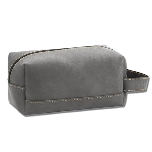 Kulturbeutel Vintage personalisierte Toilettenartikel PU Aufbewahrung Kosmetiktasche für Männer, Frauen (Farbe : Grey, Size : 19x10cm) von ONDIAN