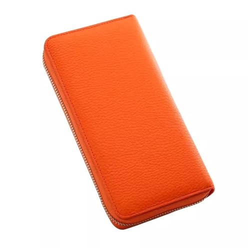 Lange Geldbörse Damen Damen-Geldbörse aus Leder mit langem Reißverschluss, Clutch aus Leder mit Reißverschluss Damen Geldbörse (Farbe : Orange, Size : 20x10x3cm) von ONDIAN