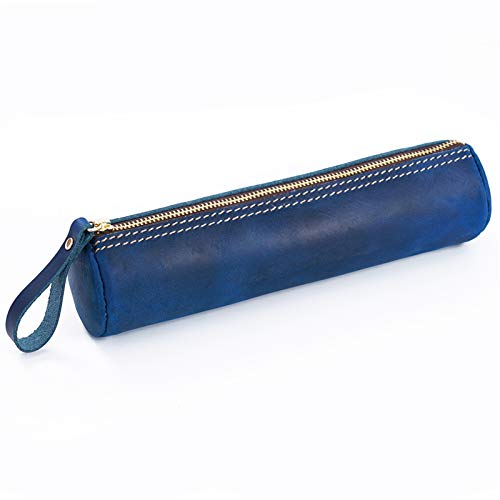 Leder Federmäppchen Leder Bleistifte Etui und Pinsel für Schule, Büro und Arbeit für Arbeit, Büro, blau, 20.5x5.2x5.2cm von ONDIAN