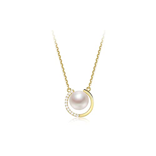 ONDIAN 2023 Halsketten S925 Süßwasser Perle Anhänger Kette 8-9mm Weiß Gedämpfte Brötchen Form Mode Alle-spiel Weiblichen schmuck Damen Halskette von ONDIAN