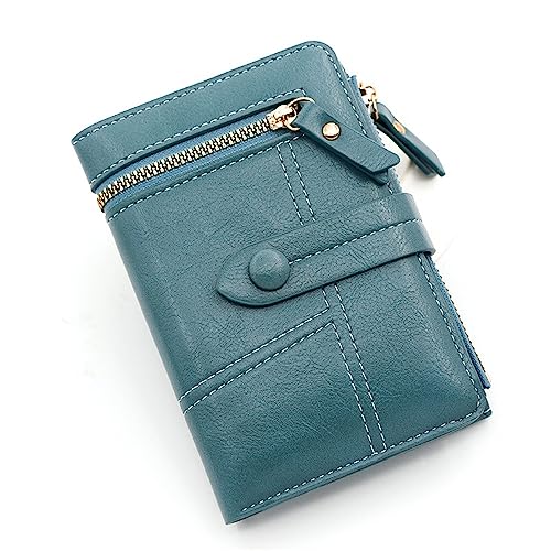 ONDIAN Damen Geldbörse Damen-Geldbörse aus PU-Leder mit kurzem Reißverschluss Geldbörse Damen Klein (Farbe : Blau, Size : 10x3x14cm) von ONDIAN