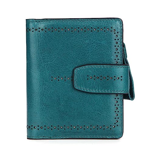 ONDIAN Damen Geldbörse Damen-Kartenetui aus Leder mit kurzem Reißverschluss Geldbörse Damen Klein (Farbe : Blau, Size : 11.5x3.5x9.5cm) von ONDIAN