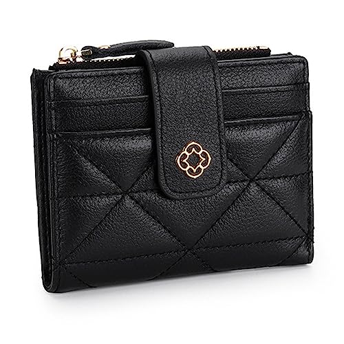 ONDIAN Damen Geldbörse Kurze Geldbörse for Damen mit Kartenposition und Reißverschluss, Münzhalter Geldbörse Damen Klein (Farbe : Black, Size : 12x1.5x9cm) von ONDIAN