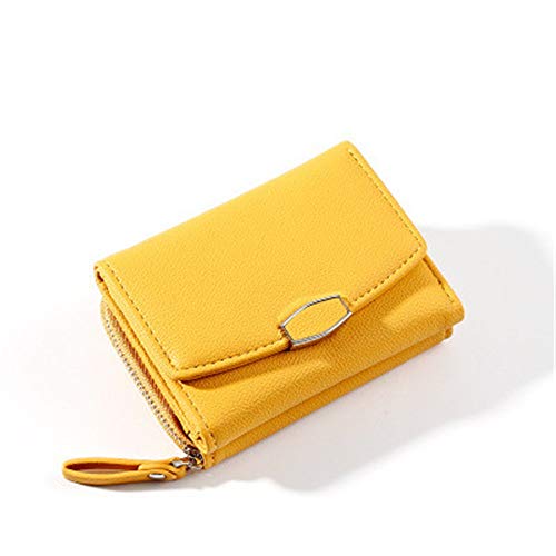 ONDIAN Damen Geldbörse Wallet Candy Color Bifold Mini Vintage Kartenhalter Compact Wallet Case Geldbörse Damen Klein (Farbe : Gelb, Size : 11x8x4cm) von ONDIAN