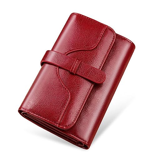 ONDIAN Damen Geldbörse Women's Foldable Simple Wallet Compact Short Wallet Geldbörse Damen Klein (Farbe : rot, Size : 14x9cm) von ONDIAN