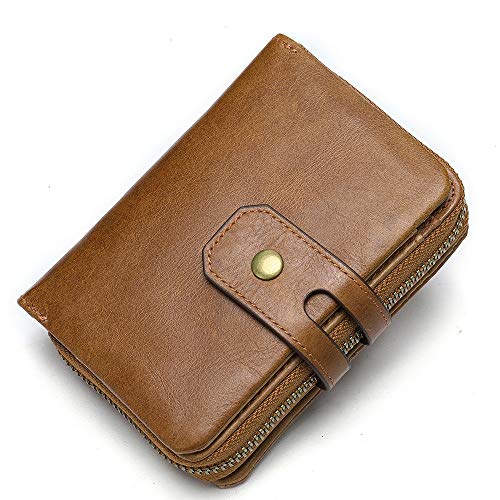 ONDIAN Geldbörse für Herren Geldbörse Herren Mini Kurze Geldbörse Leder Kreditkarteninhaber Geldbörse (Farbe : Braun, Size : 9x12.5x4cm) von ONDIAN