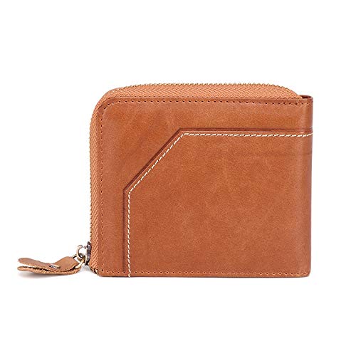 ONDIAN Geldbörse für Herren Herren-Leder-Mini-Geldbörse, RFID-blockierende Geldbörse, Business-Kreditkartenetui (Farbe : Braun, Size : 11x10x2cm) von ONDIAN