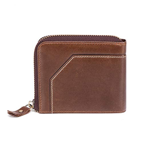 ONDIAN Geldbörse für Herren Herren-Leder-Mini-Geldbörse, RFID-blockierende Geldbörse, Business-Kreditkartenetui (Farbe : Coffee, Size : 11x10x2cm) von ONDIAN