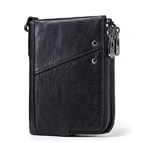 ONDIAN Geldbörse für Herren Kurzes Leder-Geldbörse, Bifold-Geldbörse, Geschäftsreise-Geldbörse (Farbe : Black, Size : 10x13x2cm) von ONDIAN