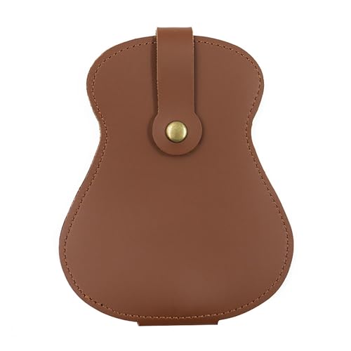 ONDIAN Gitarrenplektren Etui Plektrum Aufbewahrungstasche Gitarrenplektrum Organizer Leder Plektrum Tasche für Gitarrenspieler, braun, 10.8x13.8cm von ONDIAN