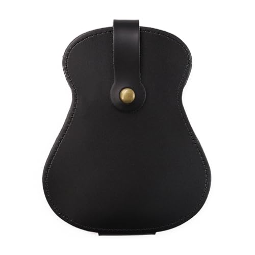 ONDIAN Gitarrenplektren Etui Plektrum Aufbewahrungstasche Gitarrenplektrum Organizer Leder Plektrum Tasche für Gitarrenspieler, schwarz, 10.8x13.8cm von ONDIAN