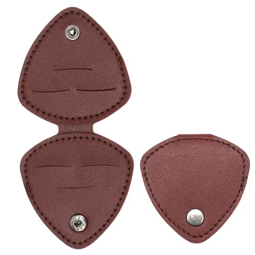 ONDIAN Gitarrenplektren Fall Gitarre Pluck Tasche Pluck Organizer Tasche Folk Pluck Leder Wallet Pluck Set für Gitarrenspieler, braun, 7.9x8.3cm von ONDIAN