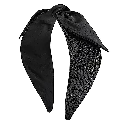 Haarreifen für Damen Haarband mit Schleife im Retro-Stil, vielseitige Haarkarte Stirnbänder (Farbe : Black, Size : 15x13cm) von ONDIAN